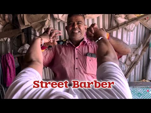 Intense Acupressure Head massage By street barber | ASMR | Indian Barber [Video]