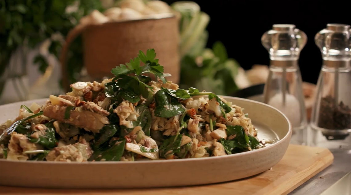 Mackerel, roasted cauliflower and almond salad [Video]