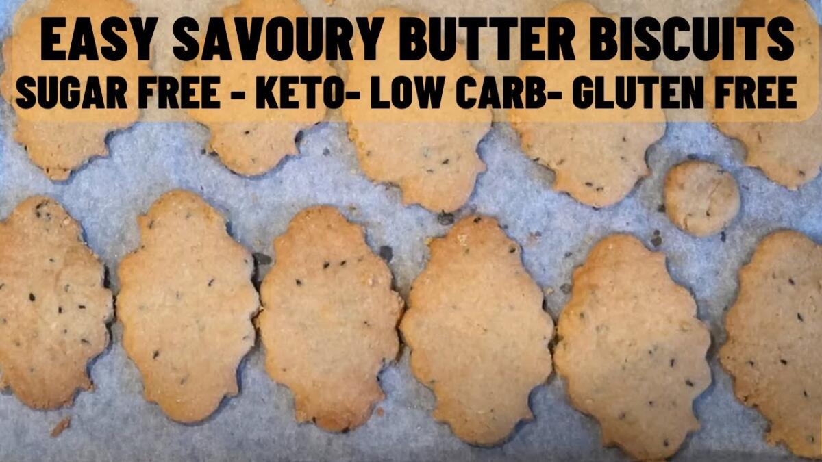 Easy & Fast Savoury Salty Butter Biscuits Healthy Recipe Keto & Low Carb & Sugar Free & Gluten Free [Video]