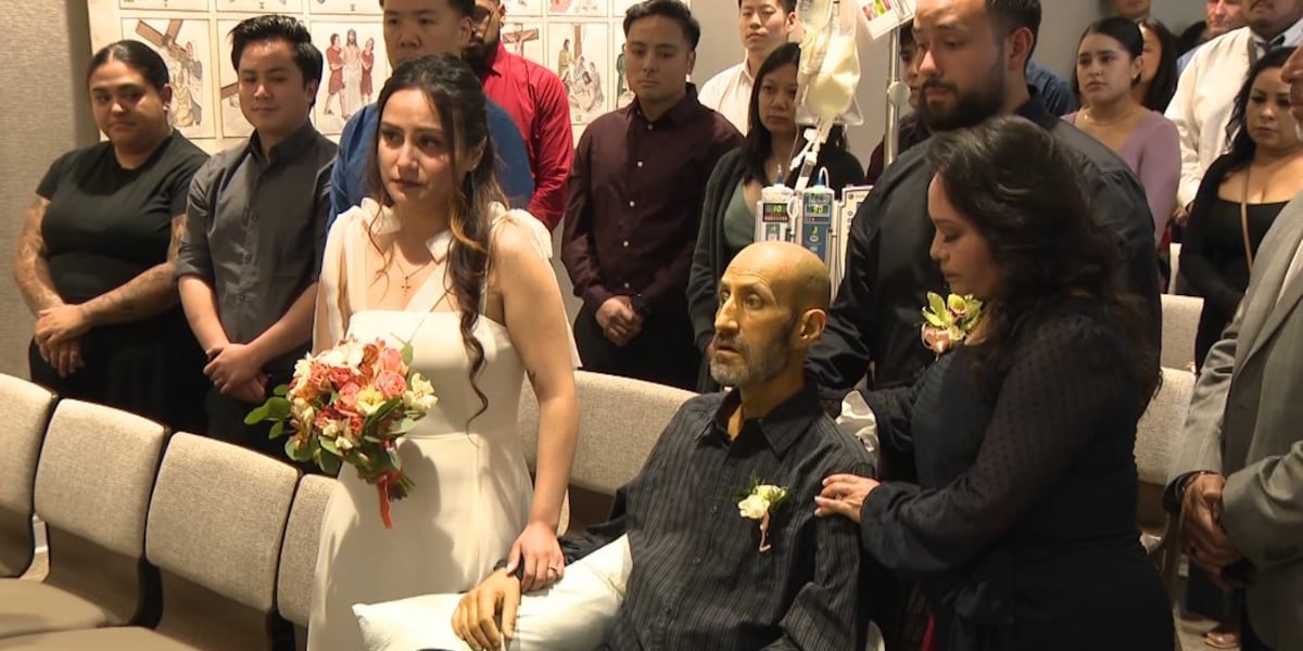 Fathers dying wish to walk daughter down the aisle comes true with hospital wedding [Video]