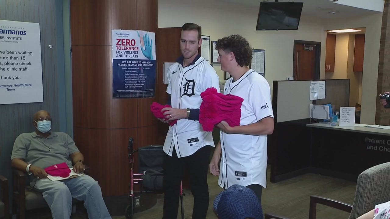 Detroit Tigers players visit breast cancer patients at Karmanos [Video]