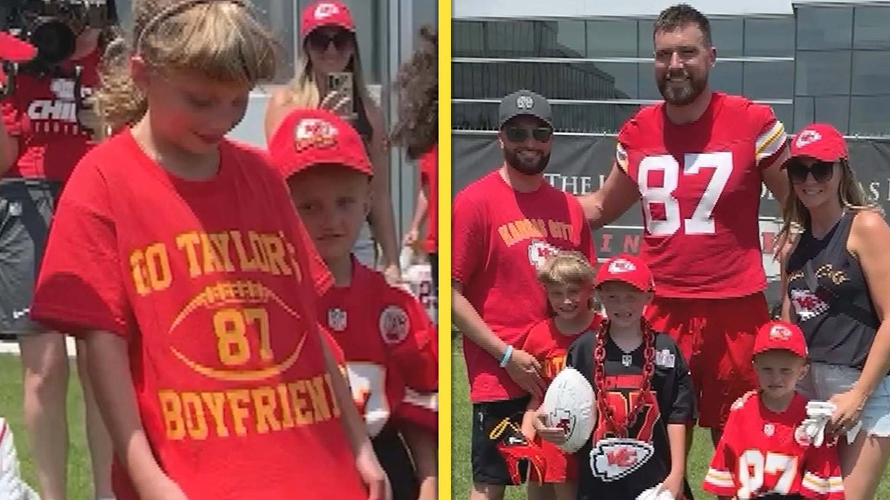 Watch Travis Kelce Meet Young Cancer Survivor and Sister Sporting ‘Go Taylor’s Boyfriend’ Shirt [Video]