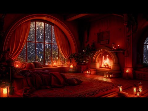 Stormy Sound Therapy – Relaxing Rain, Thunder and Fireplace Sounds in this Cozy Castle Room [Video]