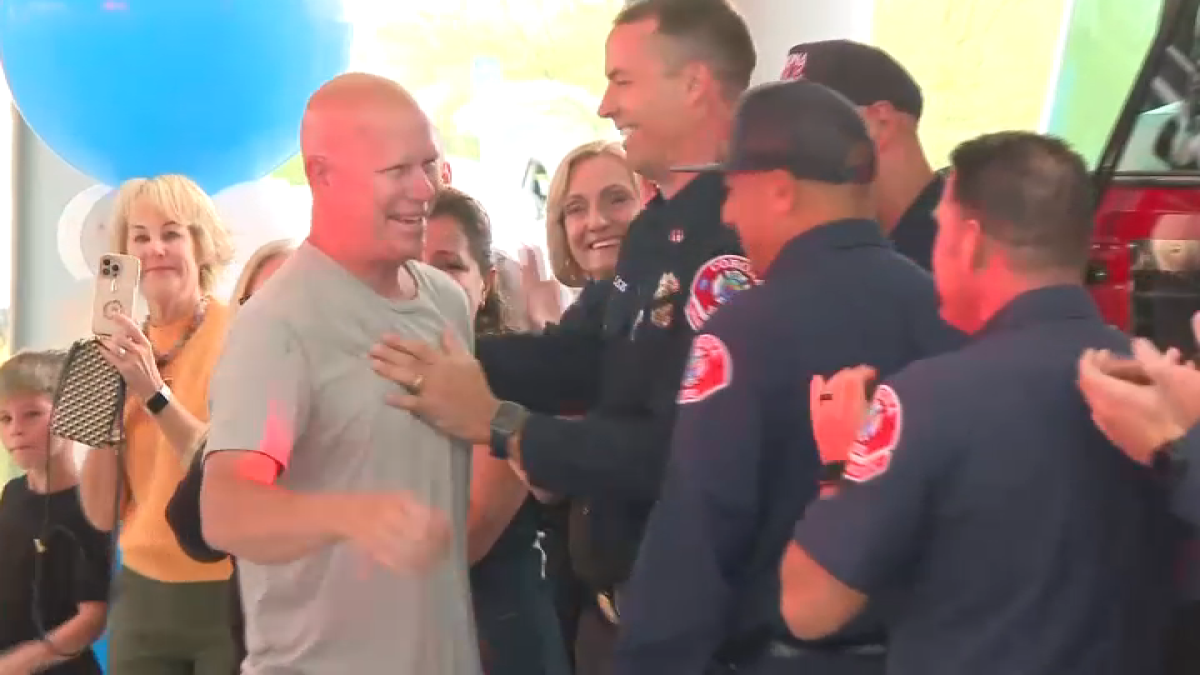 Firefighters surprise battalion chief before last chemo in OC  NBC Los Angeles [Video]