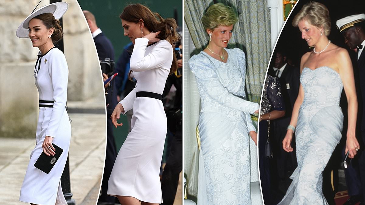 How Kate is the Queen of upcycling! Repurposed Jenny Packham dress for Trooping the Colour is just the latest example of her following in Princess Diana’s fashion footsteps [Video]