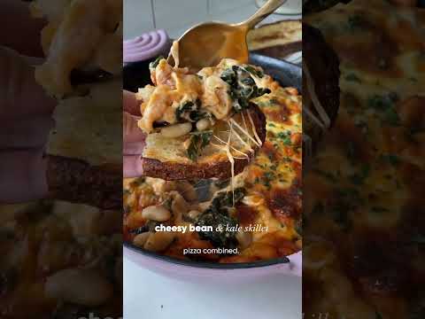 Cheesy Baked White Bean and Kale Skillet 🧀🥬 [Video]